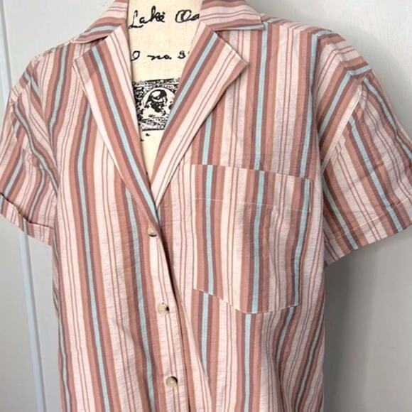 NEW! Free People Printed Poolside Boyfriend Shirt Size Small - Picture 5 of 9